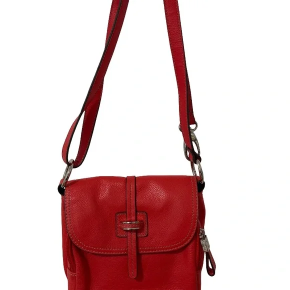 Tignanello Women’s Bright Coral Genuine Leather Statement Crossbody Bag - Picture 2 of 7